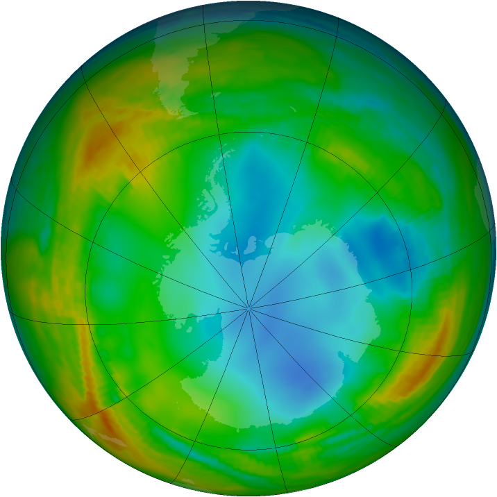 Antarctic ozone map for 07 July 1984